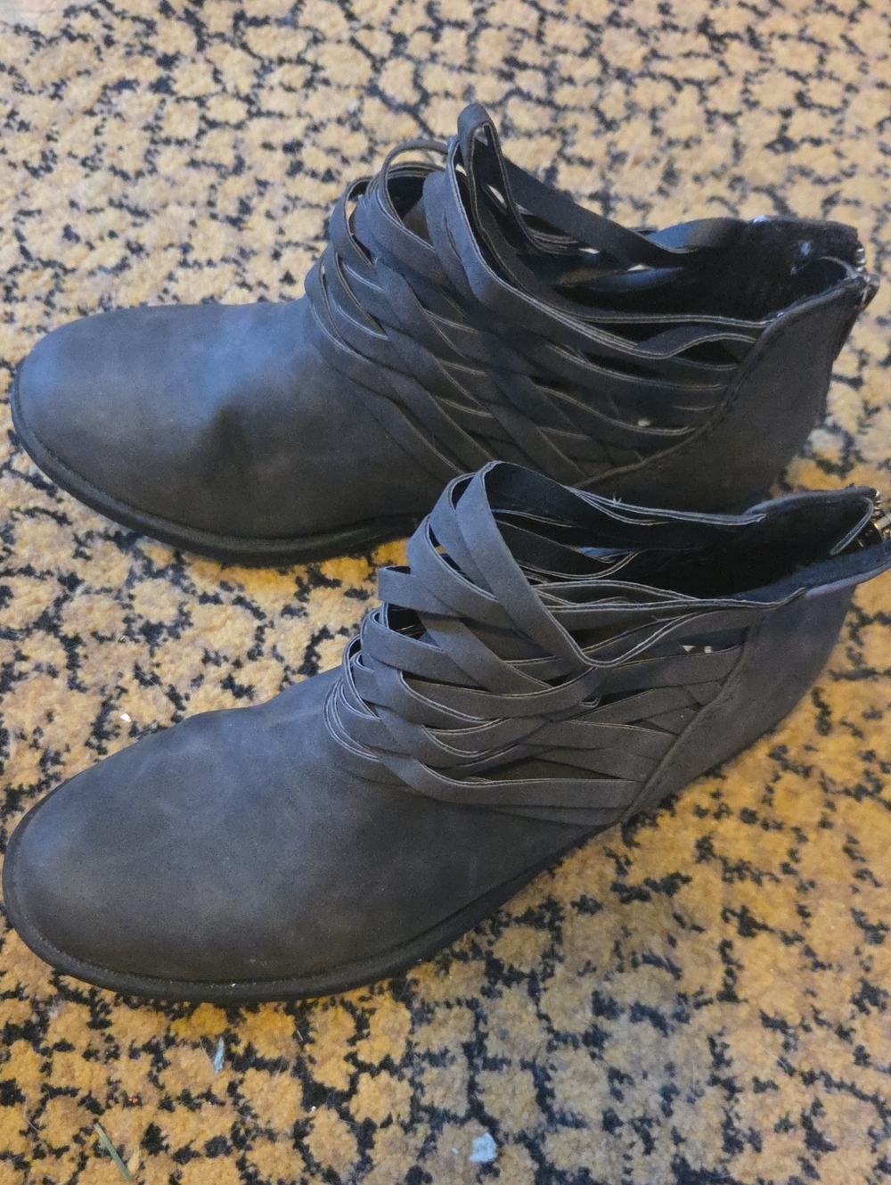 Justice Girls Black Strappy Ankle Boots